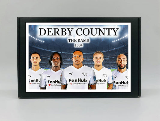 Derby County Personalised Gift Box - A personalised chocolate and sweet hamper, the perfect gift for football fans.