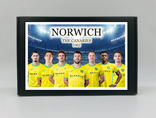 Norwich City Personalised Gift Box - A personalised chocolate and sweet hamper, the perfect gift for football fans.