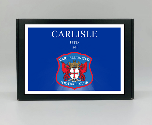 Carlisle United Personalised Gift Box - A personalised chocolate and sweet hamper, the perfect gift for football fans.