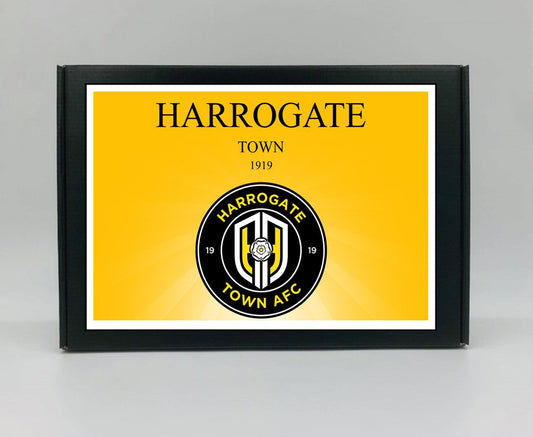 Harrogate Town Personalised Gift Box - A personalised chocolate and sweet hamper, the perfect gift for football fans.