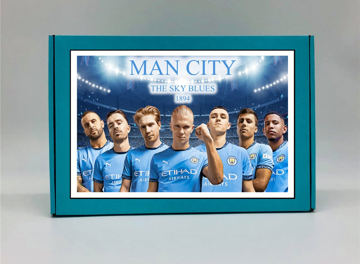 Manchester City Personalised Gift Box - A personalised chocolate and sweet hamper, the perfect gift for football fans.