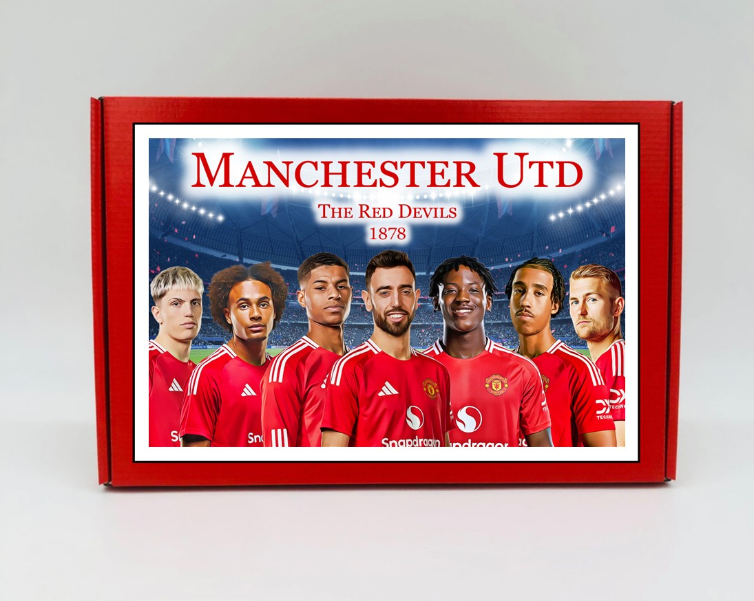 Manchester United Personalised Gift Box - A personalised chocolate and sweet hamper, the perfect gift for football fans.