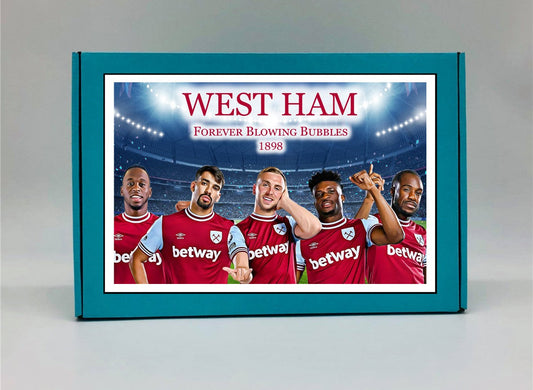 West Ham United Personalised Gift Box - A personalised chocolate and sweet hamper, the perfect gift for football fans.