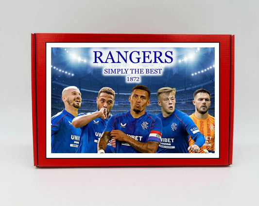 Rangers Personalised Gift Box - A personalised chocolate and sweet hamper, the perfect gift for football fans.